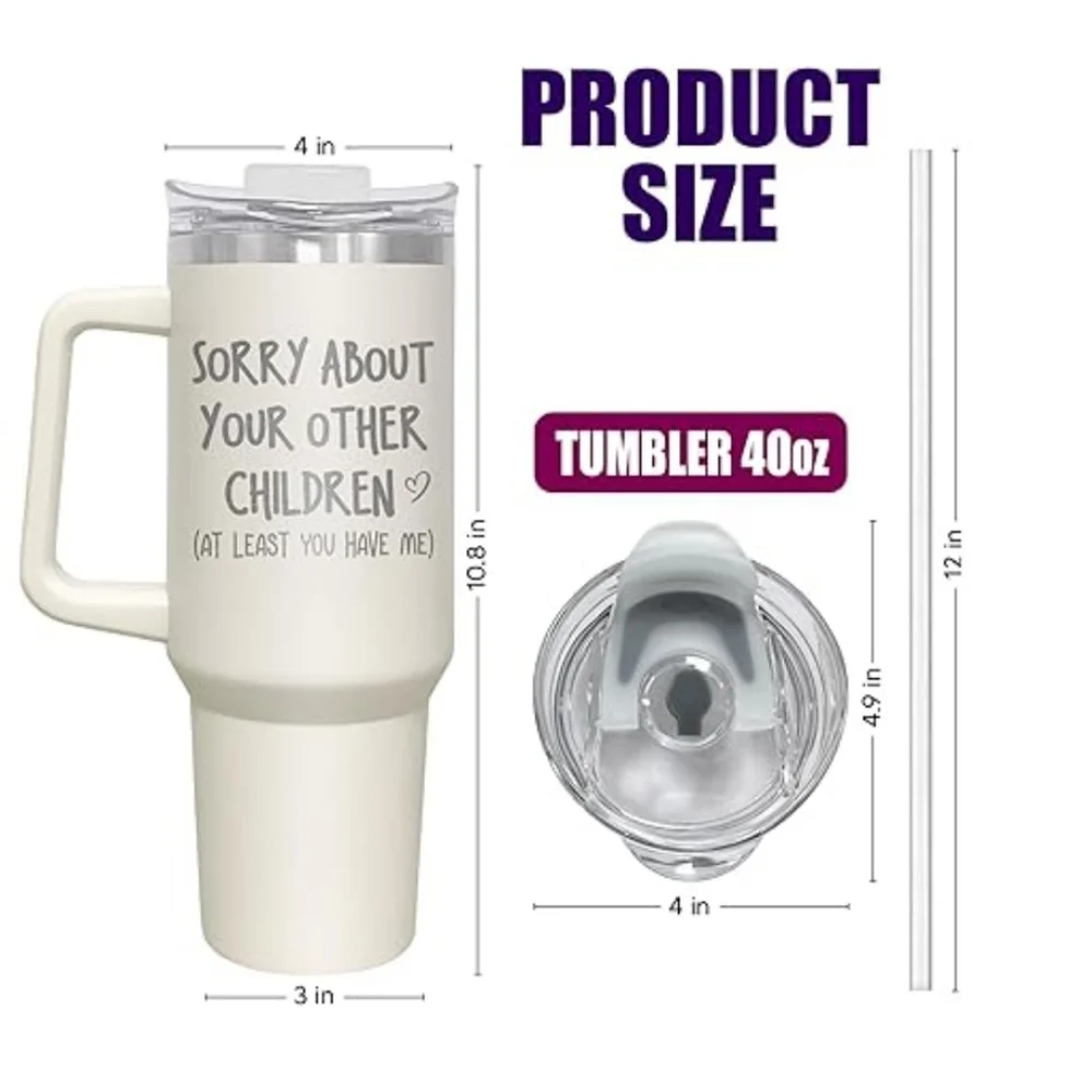 NIB 40oz Insulated Tumbler With Handle Drink Thru Straw or Sip Lid